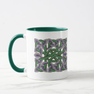 Scottish Celtic Knot Painting in Purple and Green Mug