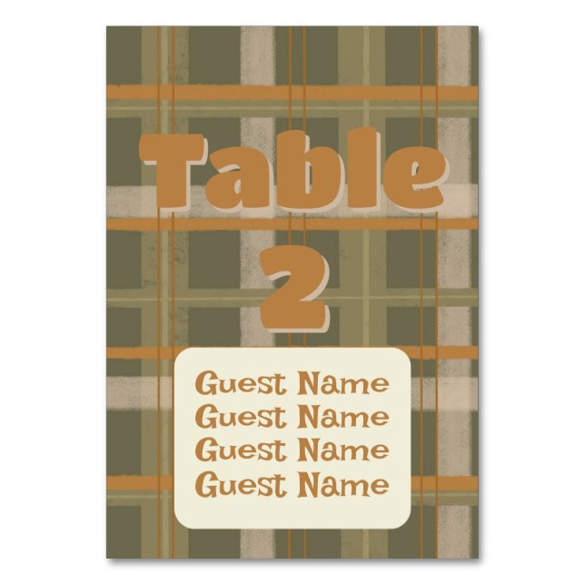 Scottish Celtic Tartan Pattern Wedding Table Number (Back)