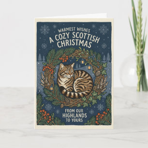 Scottish Christmas Cabin Fireplace Card