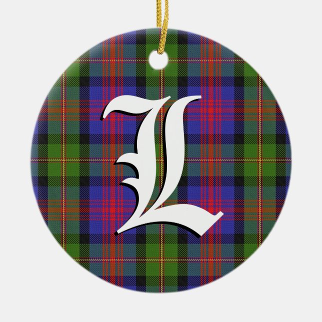 Scottish Christmas Clan Logan Tartan Plaid Ceramic Tree Decoration (Front)