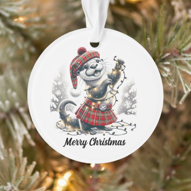Scottish Christmas Otter Christmas Ornament (Tree)