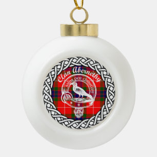 Scottish Clan Abernethy Tartan and Crest Ceramic Ball Christmas Ornament