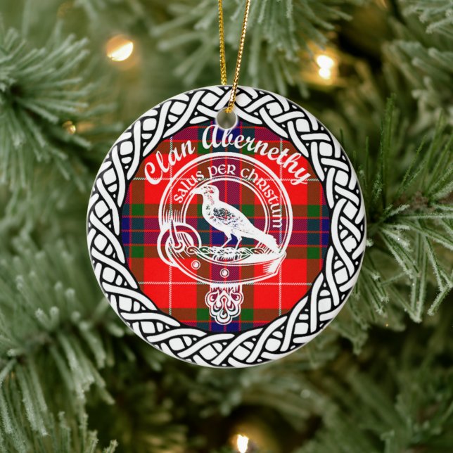 Scottish Clan Abernethy Tartan and Crest Ceramic Tree Decoration (Tree)