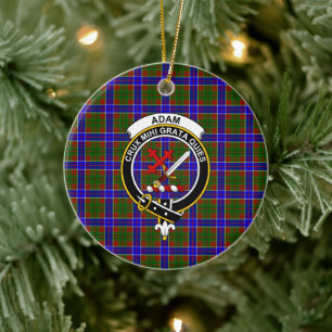 Scottish Clan Adam Tartan and Crest Ceramic Tree Decoration