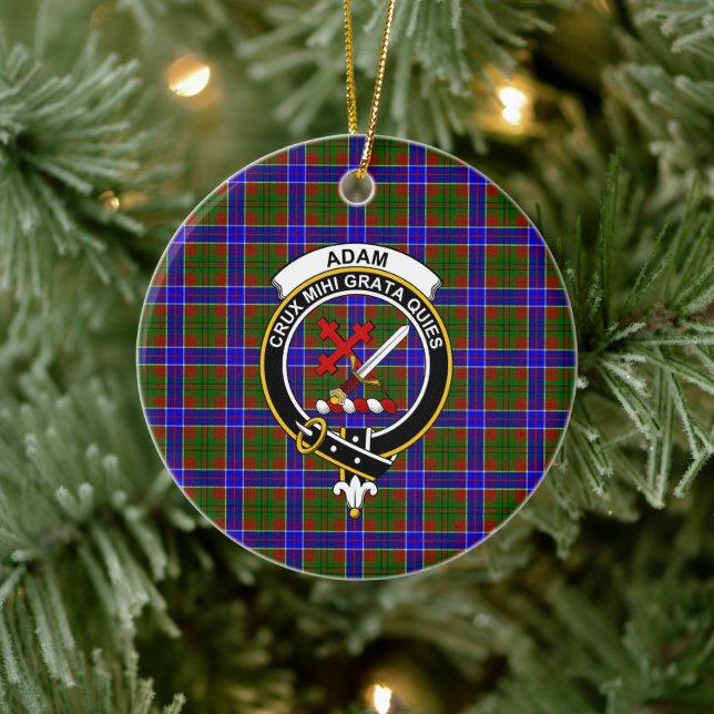 Scottish Clan Adam Tartan and Crest Ceramic Tree Decoration (Tree)
