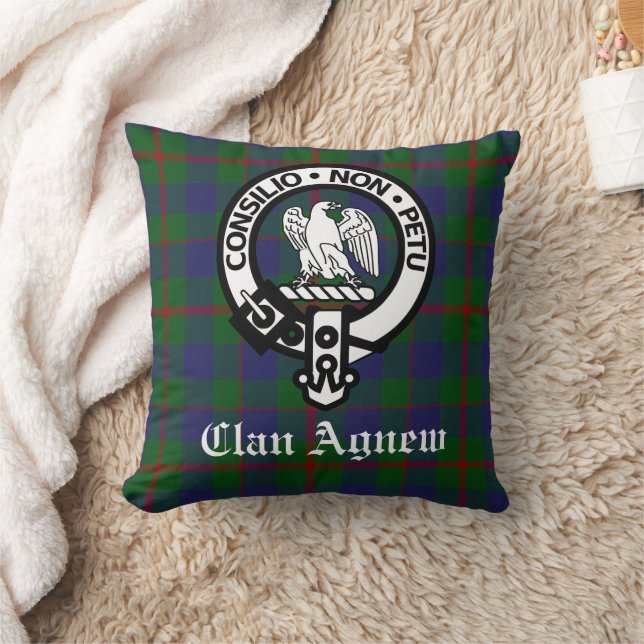 Scottish Clan Agnew Crest & Tartan Cushion (Blanket)