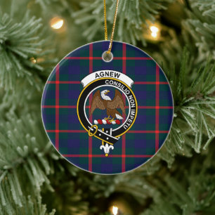 Scottish Clan Agnew Tartan and Crest Ceramic Tree Decoration