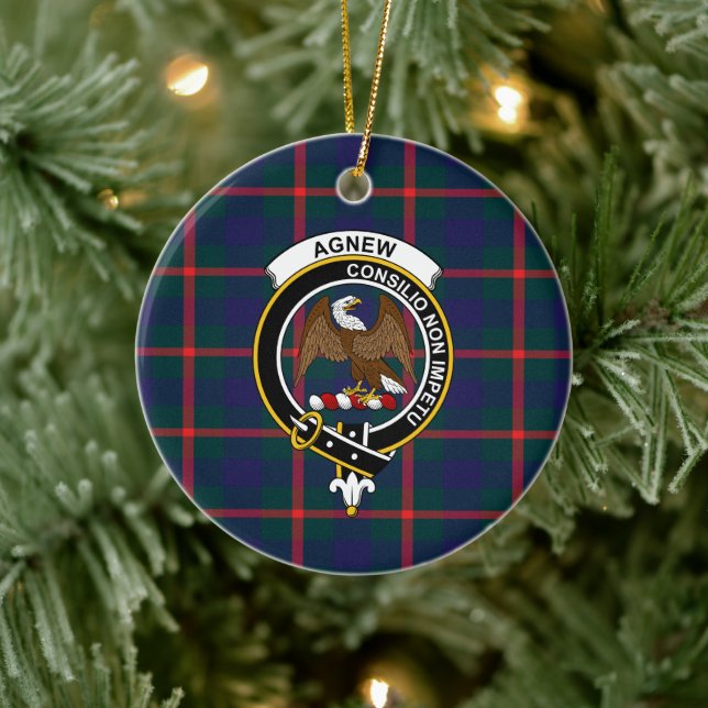 Scottish Clan Agnew Tartan and Crest Ceramic Tree Decoration (Tree)