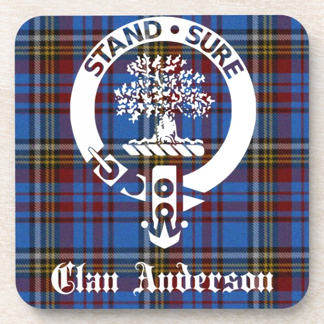 Scottish Clan Anderson Crest & Tartan Coaster (Front)