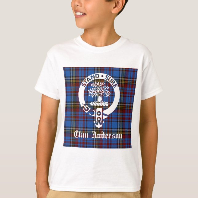 Scottish Clan Anderson Crest & Tartan T-Shirt (Front)