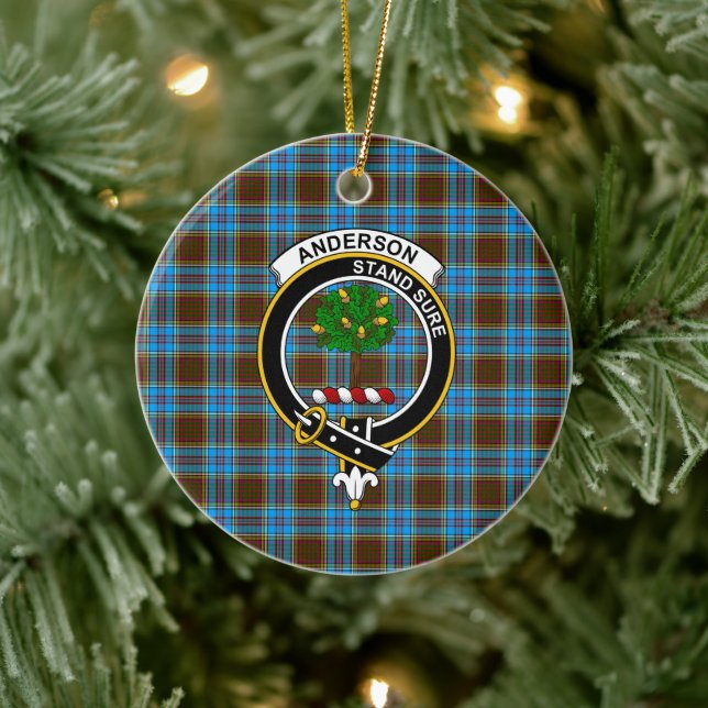 Scottish Clan Anderson Tartan and Crest Ceramic Tree Decoration (Tree)