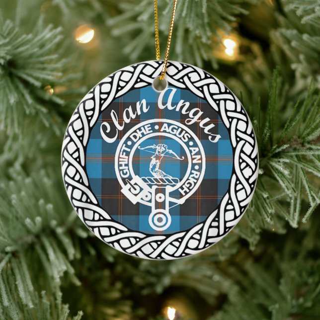 Scottish Clan Angus Tartan and Crest Ceramic Tree Decoration (Tree)