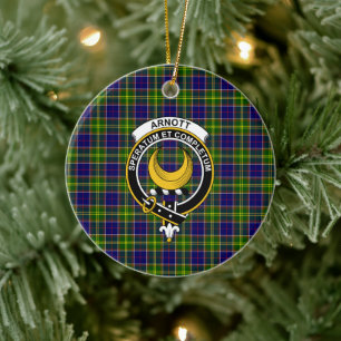 Scottish Clan Arnott Tartan and Crest Ceramic Tree Decoration