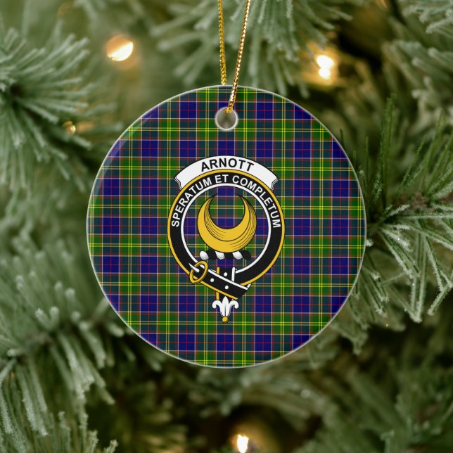 Scottish Clan Arnott Tartan and Crest Ceramic Tree Decoration (Tree)