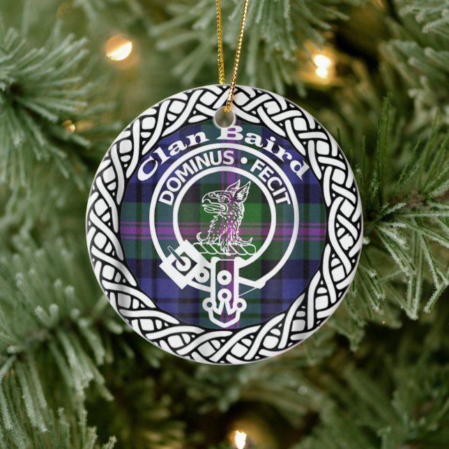 Scottish Clan Baird Tartan and Crest Ceramic Tree Decoration (Tree)