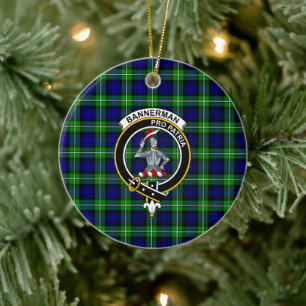Scottish Clan Bannerman Tartan and Crest Ceramic Tree Decoration