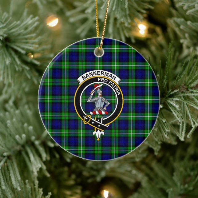 Scottish Clan Bannerman Tartan and Crest Ceramic Tree Decoration (Tree)