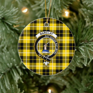 Scottish Clan Barclay Dress Modern Tartan and Cres Ceramic Tree Decoration