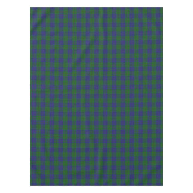 Scottish Clan Barclay Hunting Green Blue Tartan Tablecloth (Front)