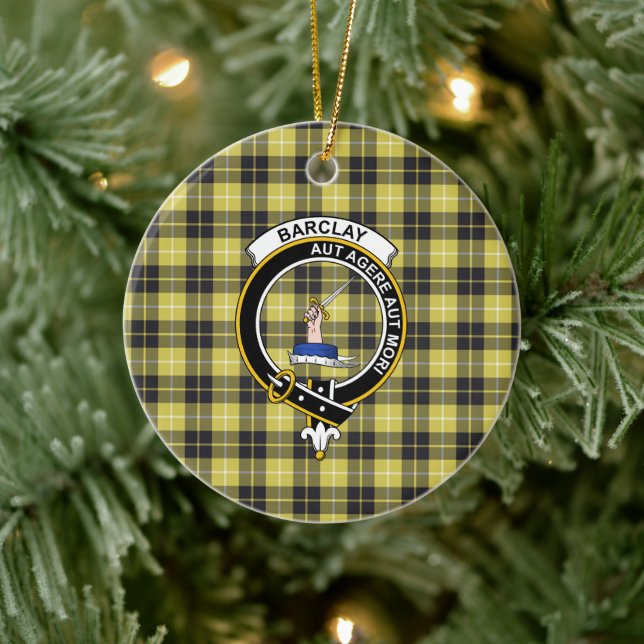 Scottish Clan Barclay Tartan and Crest Ceramic Tree Decoration (Tree)