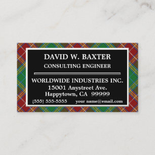 Scottish Clan Baxter Tartan Plaid Business Card