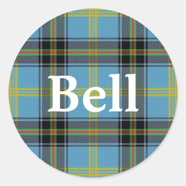 Scottish Clan Bell Tartan Plaid Classic Round Sticker (Front)