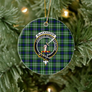 Scottish Clan Blackadder Tartan and Crest Ceramic Tree Decoration