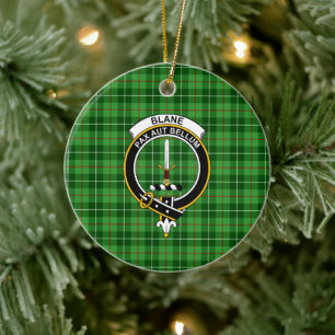 Scottish Clan Blane Tartan and Crest Ceramic Tree Decoration