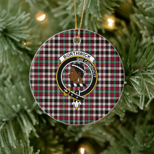 Scottish Clan Borthwick Ancient Tartan and Crest Ceramic Tree Decoration (Tree)