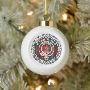 Scottish Clan Boyd Tartan and Crest Ceramic Ball Christmas Ornament