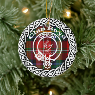 Scottish Clan Boyd Tartan and Crest Ceramic Tree Decoration