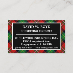 Scottish Clan Boyd Tartan Plaid Business Card