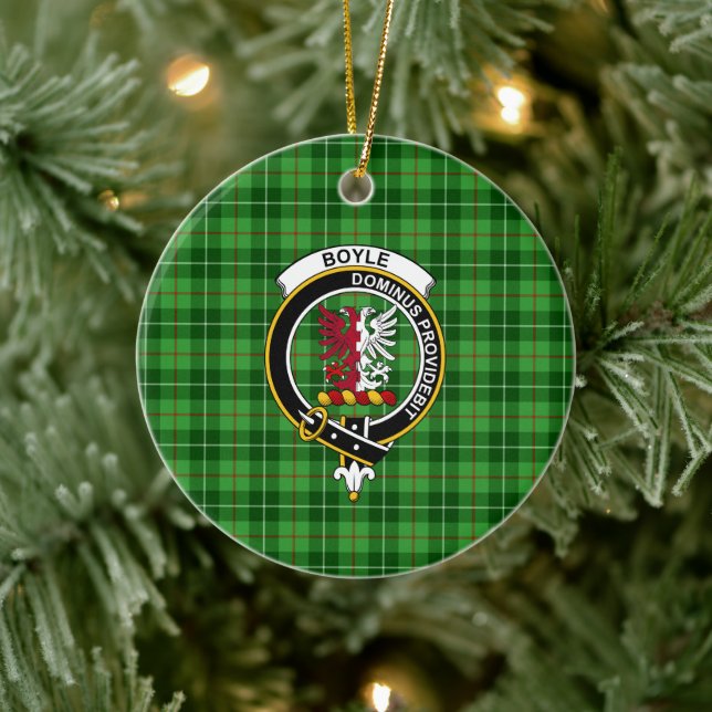 Scottish Clan Boyle Tartan and Crest Ceramic Tree Decoration (Tree)