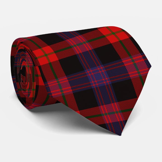 Scottish Clan Brown Tartan Plaid Tie (Rolled)