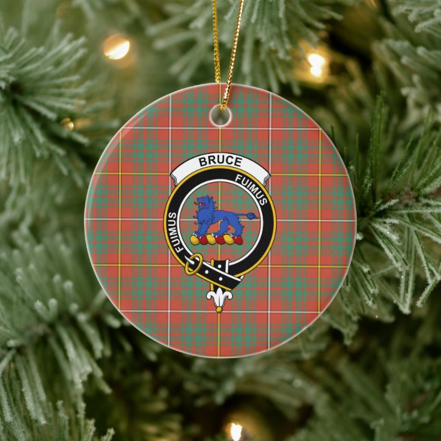 Scottish Clan Bruce Ancient Tartan and Crest Ceramic Tree Decoration (Tree)