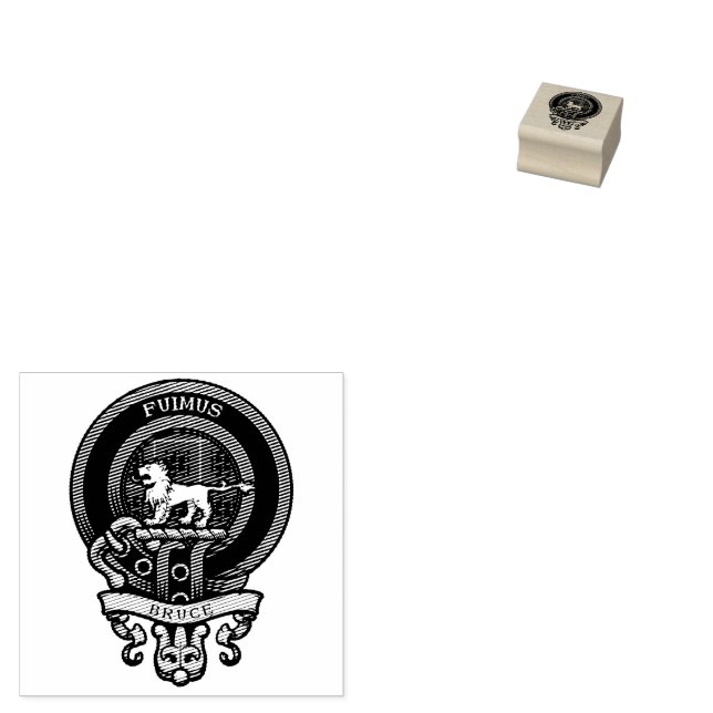 Scottish Clan Bruce Badge and Crest | Coat of Arms Rubber Stamp (Stamped)