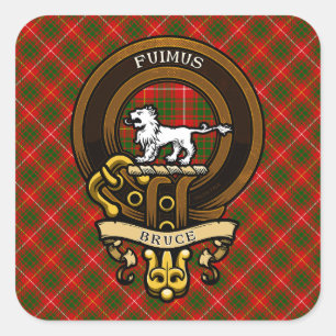 Scottish Clan Bruce Badge and Crest   Coat of Arms Square Sticker