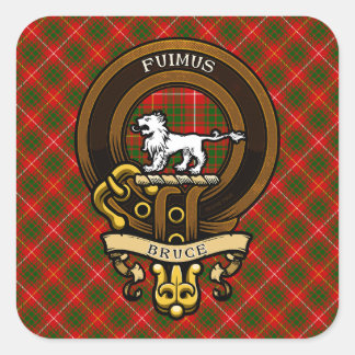 Scottish Clan Bruce Badge and Crest | Coat of Arms Square Sticker
