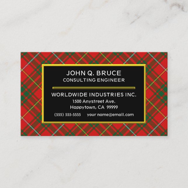 Scottish Clan Bruce Tartan Plaid Business Card (Front)