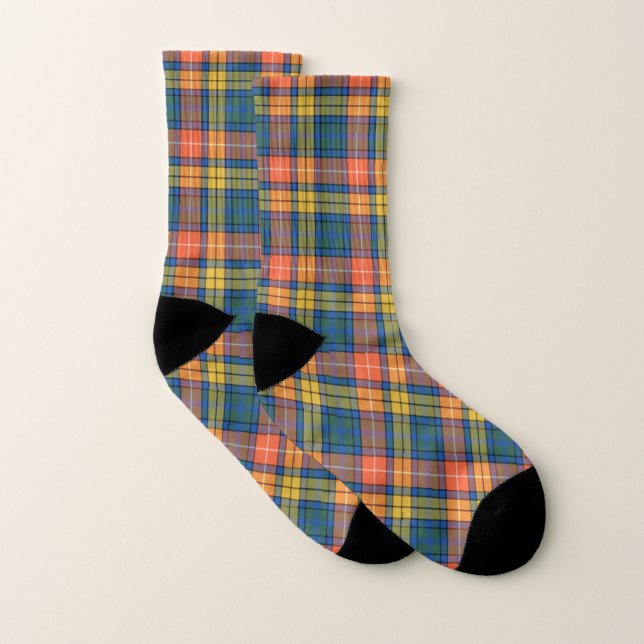 Scottish Clan Buchanan Ancient Tartan Plaid Socks (Pair)