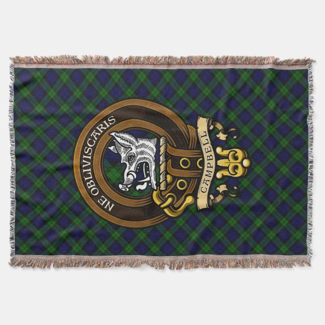 Scottish Clan Campbell Badge and Crest  Throw Blanket (Front)