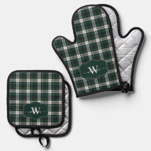 Scottish Clan Campbell Dress Tartan Monogrammed Oven Mitt & Pot Holder Set