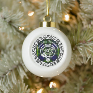 Scottish Clan Campbell Of Breadalbane Tartan and C Ceramic Ball Christmas Ornament