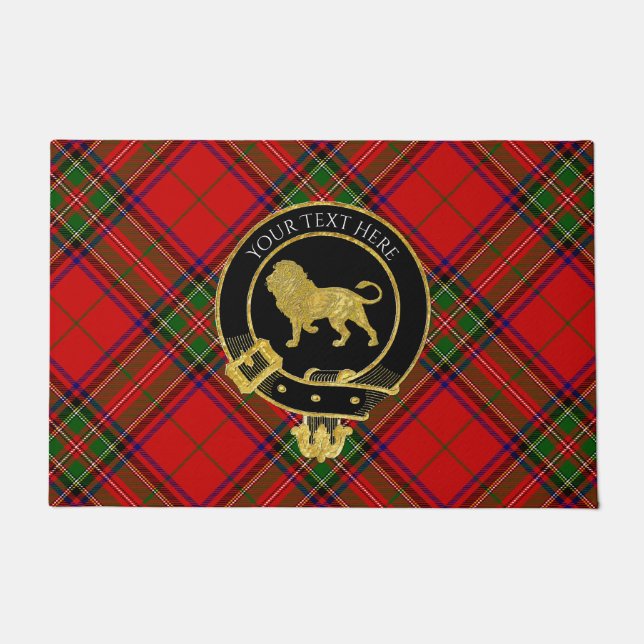 Scottish Clan Crest Lion Tartan Doormat (Front)