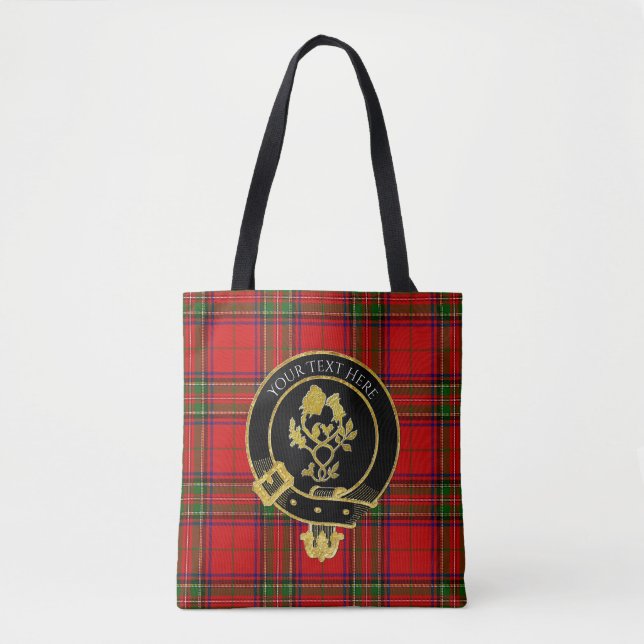 Scottish Clan Crest Rose Thistle Tartan Tote Bag (Front)