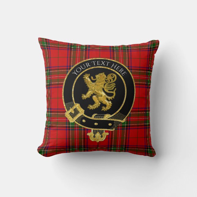 Scottish Clan Crest Tartan Lion Cushion (Front)
