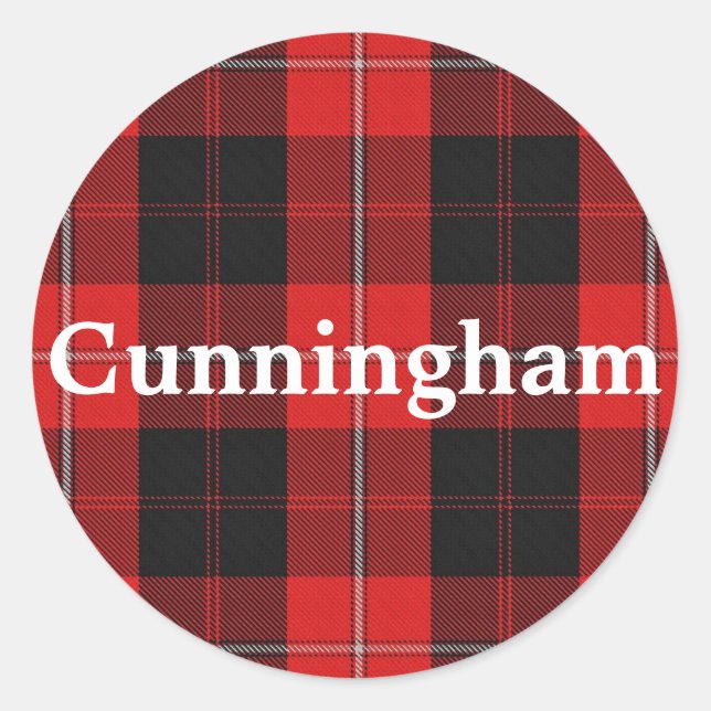 Scottish Clan Cunningham Tartan Plaid Classic Round Sticker (Front)
