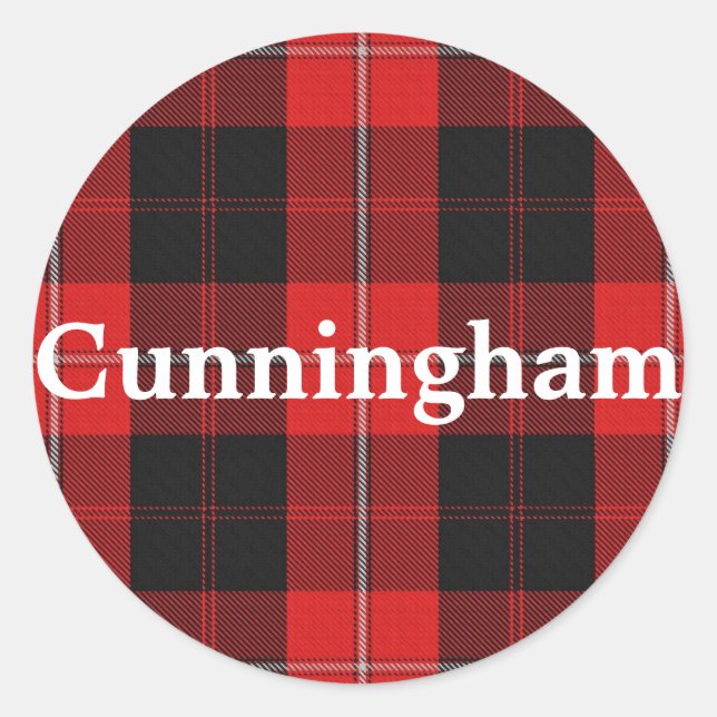Scottish Clan Cunningham Tartan Plaid Classic Round Sticker (Front)