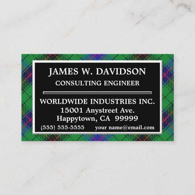 Scottish Clan Davidson Tartan Plaid Business Card (Front)