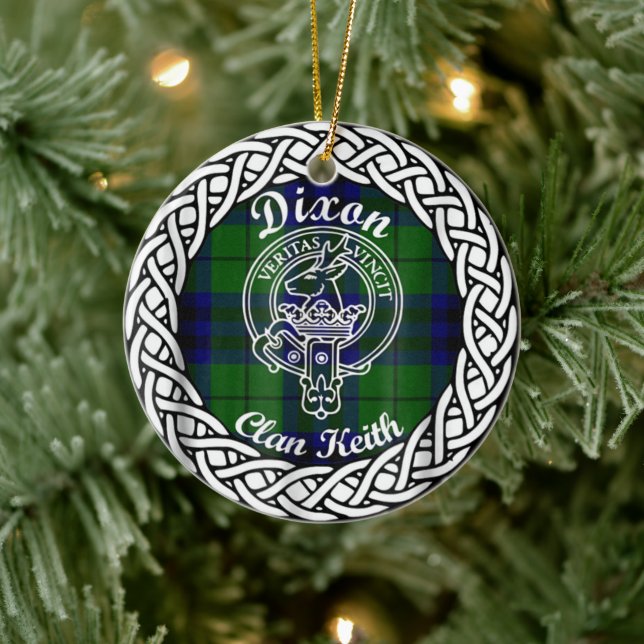 Scottish Clan Dixon Tartan and Crest Ceramic Tree Decoration (Tree)